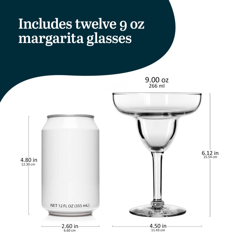 Libbey Margarita Party Glasses Set of 12, Durable Large Margarita Glass, 9 Oz Dishwasher Safe Stemmed Drinking Glasses Gift for Weddings, Parties and More - Image 3